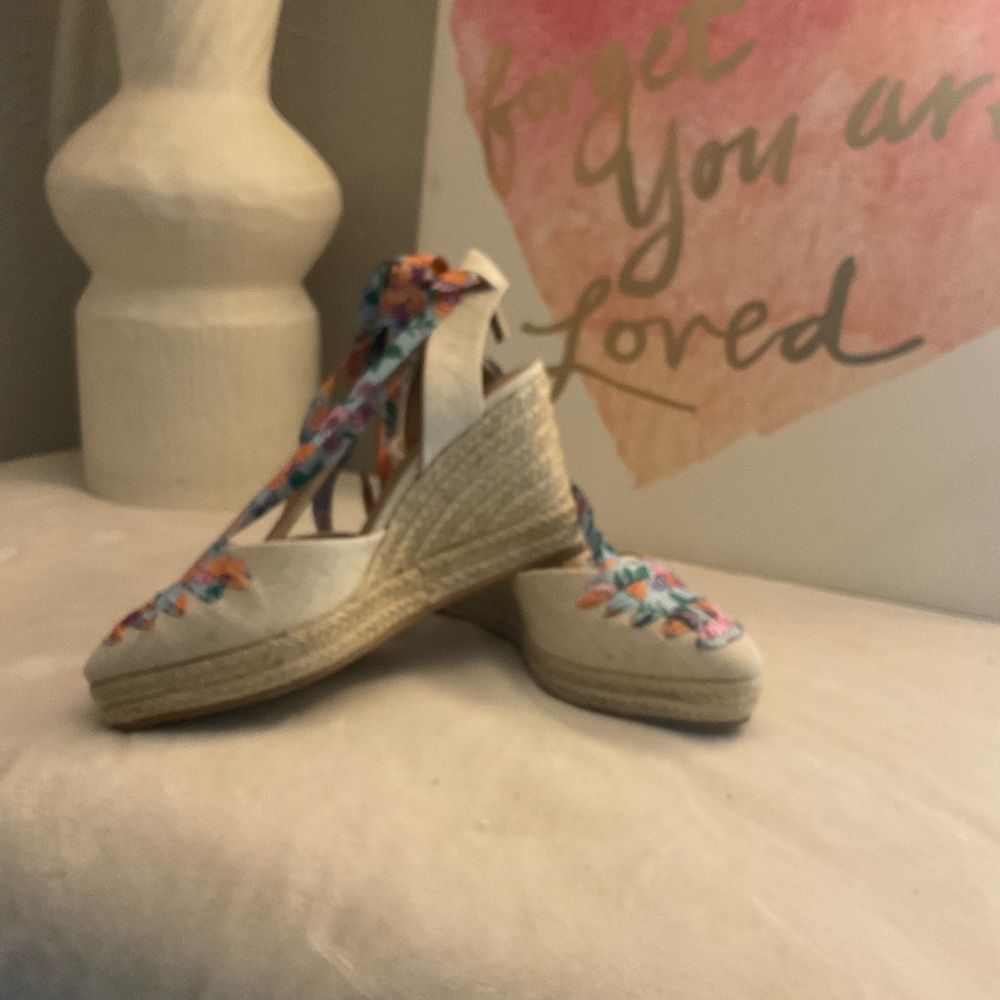 Floral Espadrille Wedge Sandals